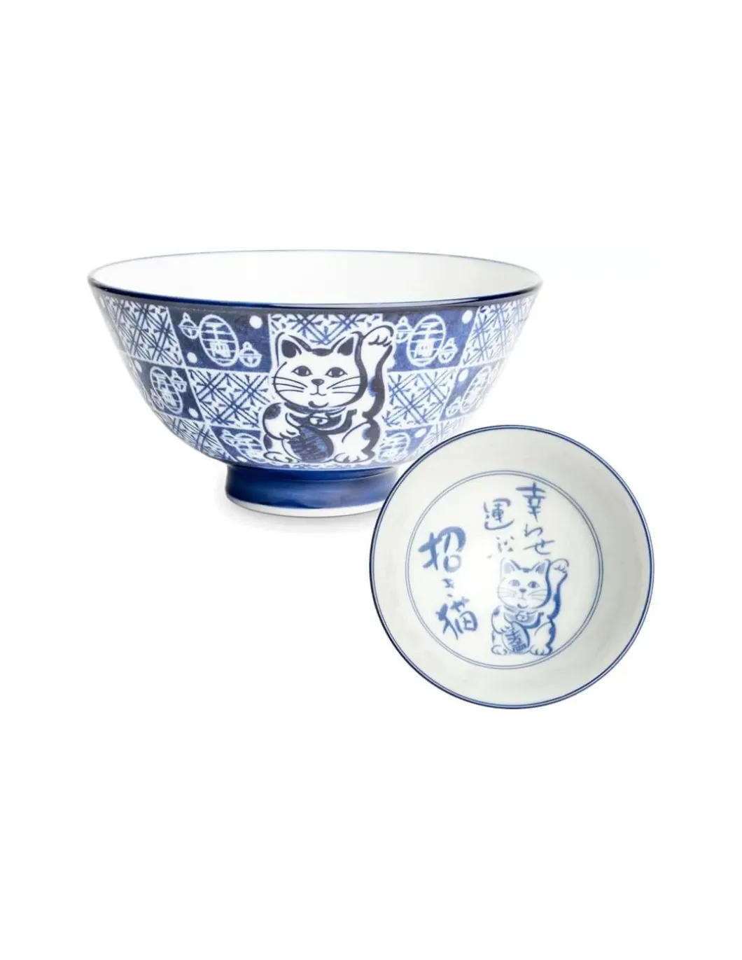 Set Di 4 Ciotole Giapponesi Con Bacchette - Lucky Cat
