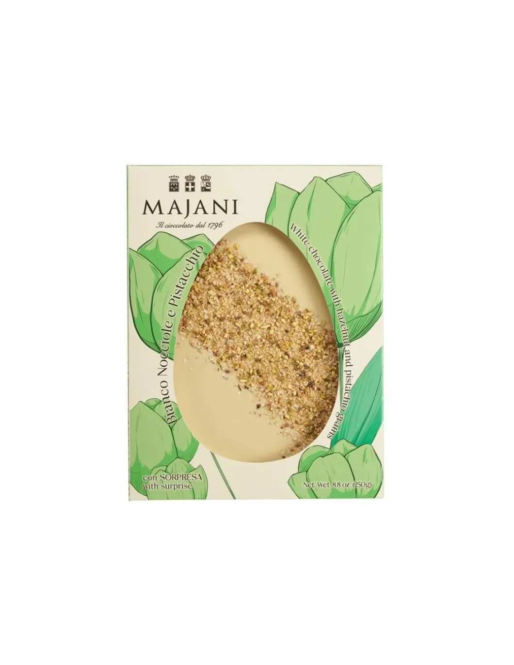 Uovo Platò Cioccolato Bianco Con Granella di Nocciole e Pistacchi